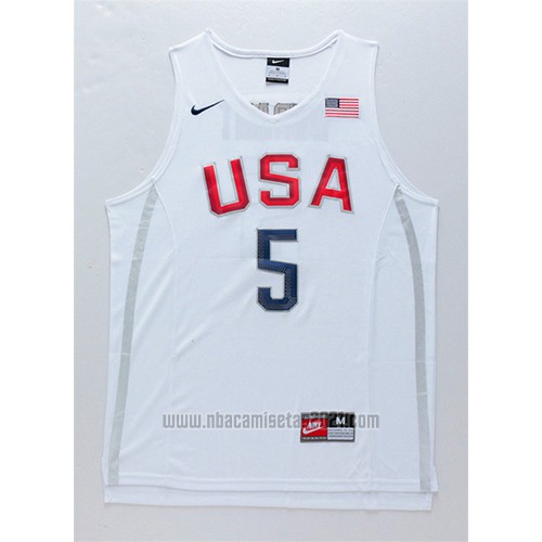 Camiseta USA 2016 Kevin Durant #5 Blanco